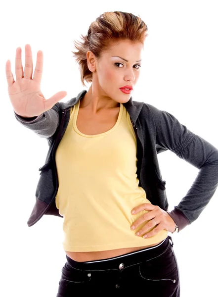 Сексуальна жінка зупиняє жест — стокове фото