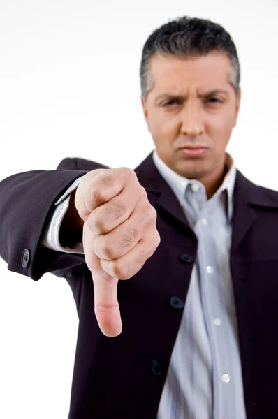 Unhappy boss showing thumb down — Stock Photo, Image