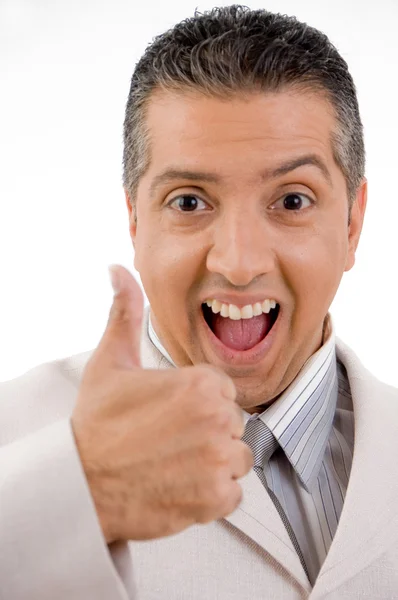 Yes - businessman with thumbs up — Stock Photo, Image