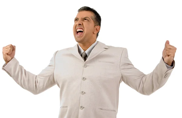Злой бизнесмен кричит в напряжении — стоковое фото