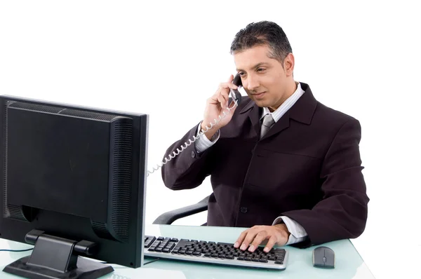 Businessman busy on phone — Stock Photo, Image