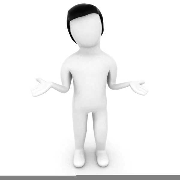 Personagem 3D com palmas abertas — Fotografia de Stock