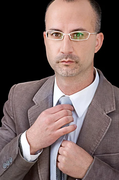 Male holding tie — Stock Photo, Image