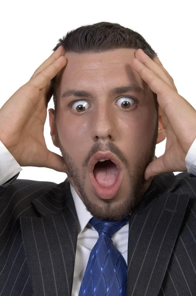 Angry businessaman shouting in tension — Stock Photo, Image