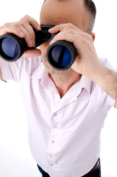Man with binoculars — Stock Photo, Image