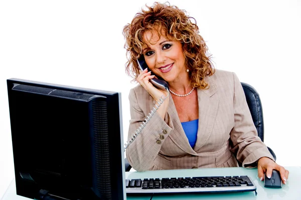Corporate woman attending call — Stock Photo, Image