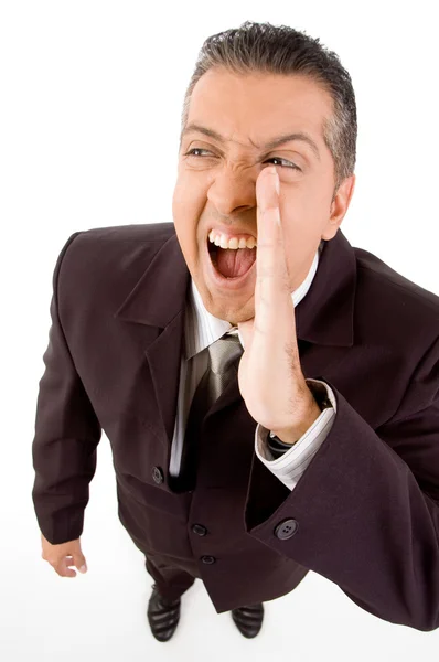 Aged businessman shouting — Stock Photo, Image