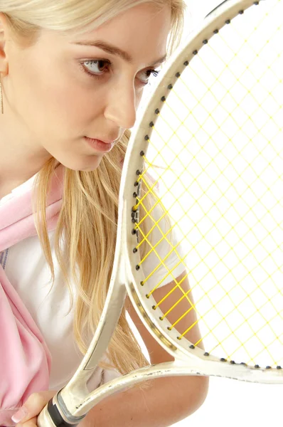 Feminino jogando tênis — Fotografia de Stock