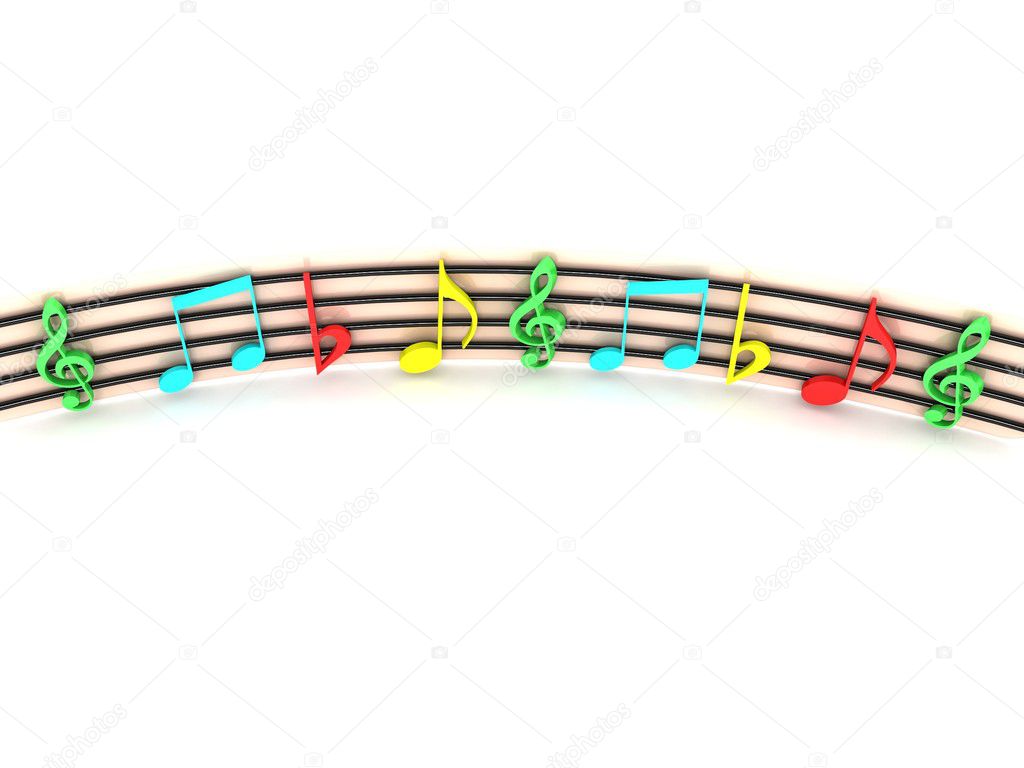 3d colorful musical notes