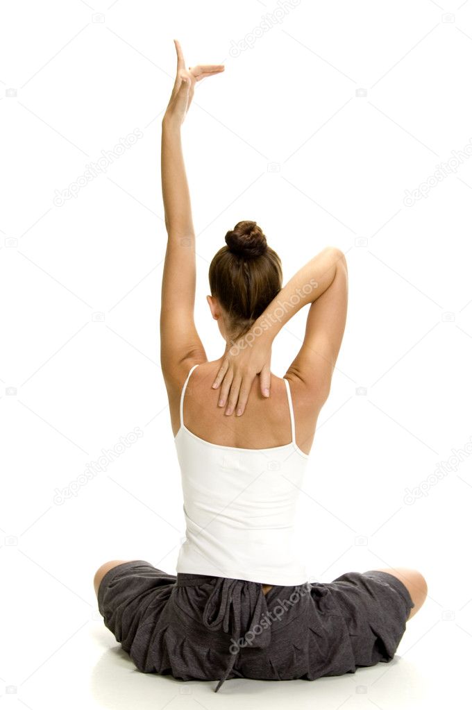Back pose of woman doing yoga