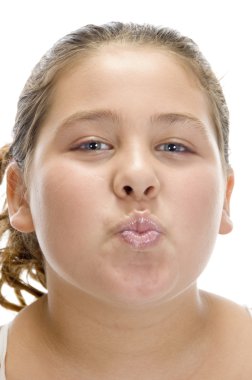 Young girl making pout mouth clipart