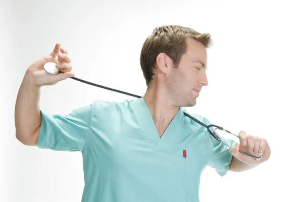 Amerikanischer Arzt mit seinem Stethoskop — Stockfoto