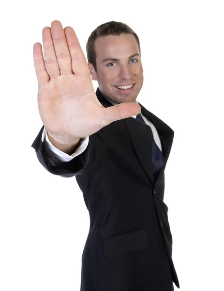 Vonzó férfi megállás gesztus — Stock Fotó