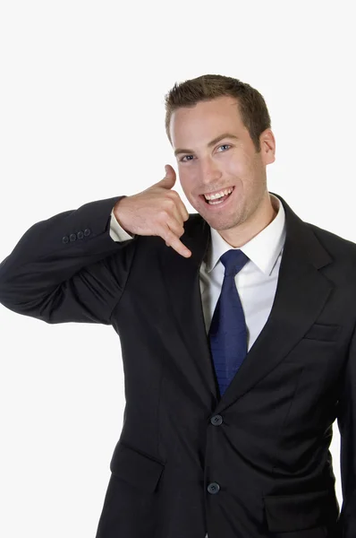 Podnikatel představují volání rukou gesto — Stock fotografie