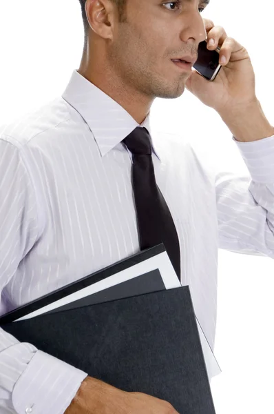 Американський бізнесмен зайнятий на дзвінок — стокове фото