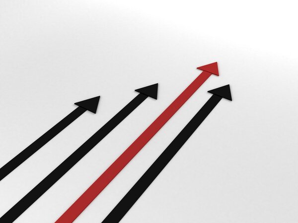 Upwards direction of success arrows, 3d concept illustration