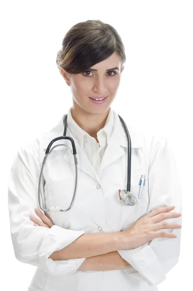 Signora medico con le braccia incrociate — Foto Stock