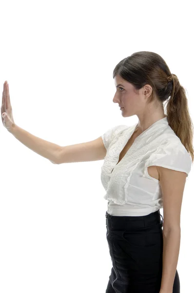 Mujer posando con la palma —  Fotos de Stock