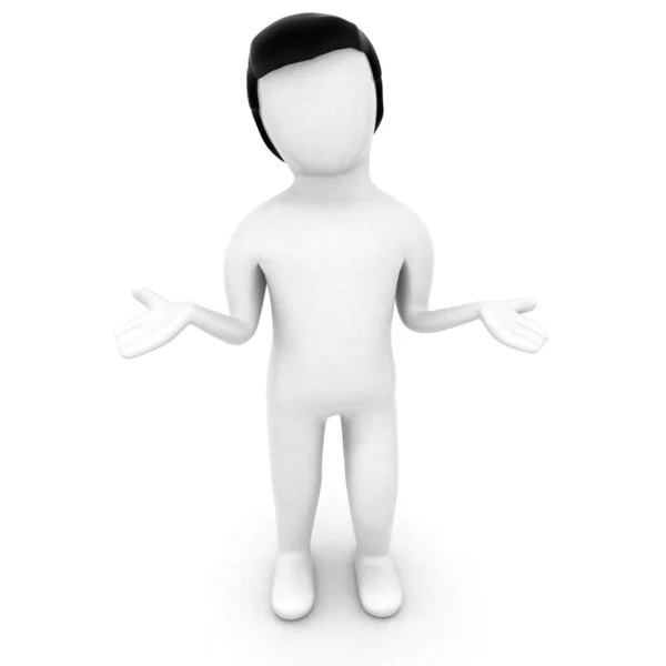 Personagem 3D com palmas abertas — Fotografia de Stock