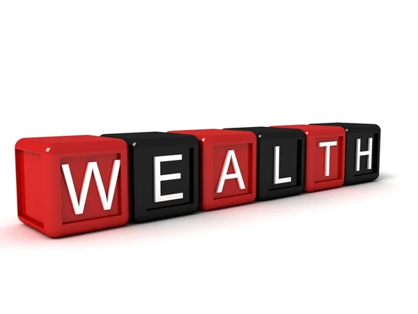Word the wealth from colorful blocks — Stock Photo, Image