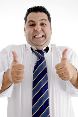 Happy businessman with thumbs up clipart