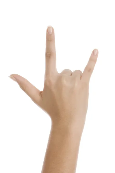 Χέρι που δείχνει ροκ χειρονομία — Φωτογραφία Αρχείου