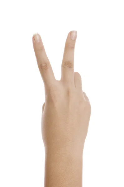 Hand zeigt Zählung von zwei vor der Kamera — Stockfoto