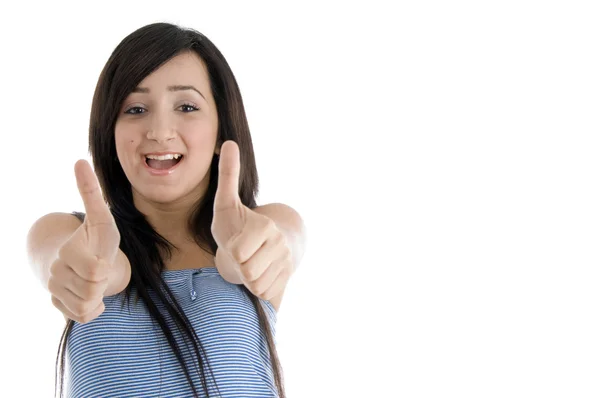 Adolescente feliz mostrando polegares para cima — Fotografia de Stock