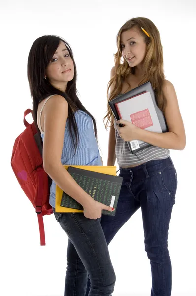 School girls posing with study material — Stock Photo, Image