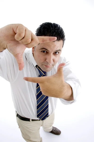 Empresário mostrando gesto quadro — Fotografia de Stock