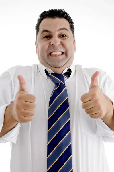 Happy businessman with thumbs up — Stock Photo, Image