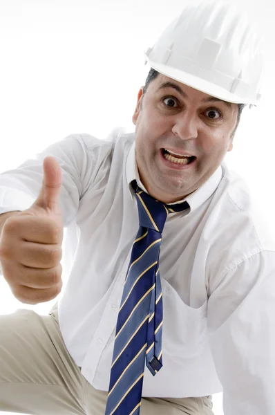Architect showing approval hand gesture — Stock Photo, Image