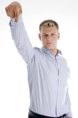 American man pointing downwards clipart