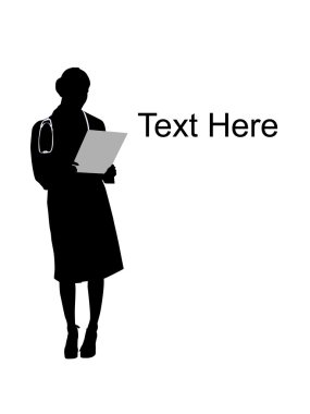 Female doctor with writing board clipart