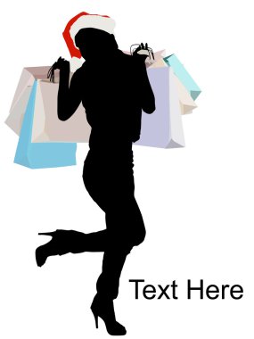 Silhouette of female with shopping bags