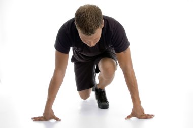 Muscular man doing push ups clipart