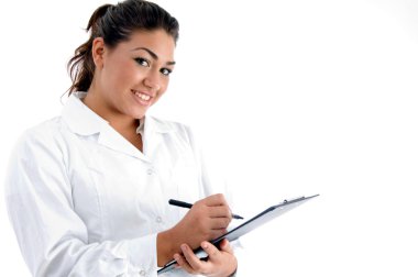 Female doctor writing prescription clipart