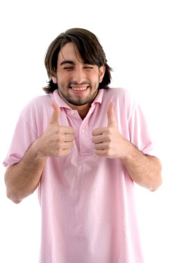 Glad man wishing good luck clipart