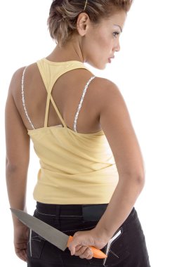 Back pose of woman with knife clipart