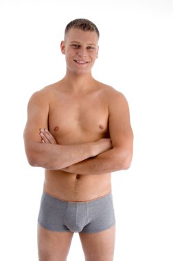 Underwear male model with crossed arms clipart