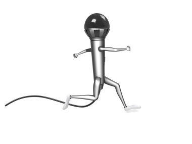 3d running microphone with cord clipart