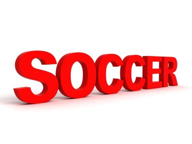 3d rendered soccer word in red clipart