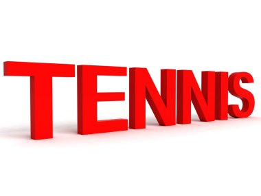 3d rendered tennis word in red clipart