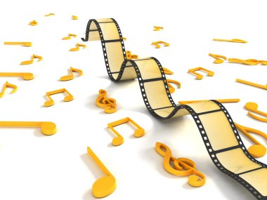 3d negative roll with musical notes clipart