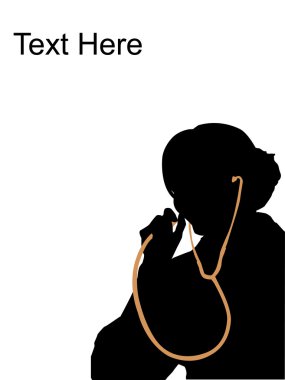 Silhouette of doctor with stethoscope clipart