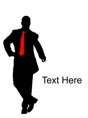 Silhouette of man pointing downwards clipart