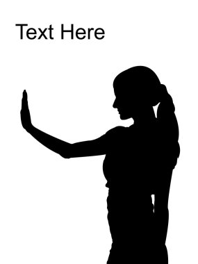 Silhouette of woman showing stop gesture clipart