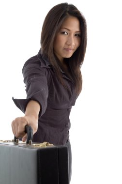 Beautiful businesswoman with briefcase clipart