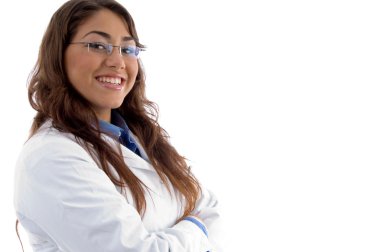 Female doctor posing with folded arms clipart