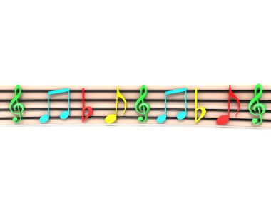 üç boyutlu renkli müzikal clefs